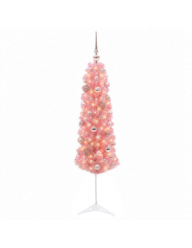 Albero di Natale Artificiale Slim con Palline 120 cm 150 LED