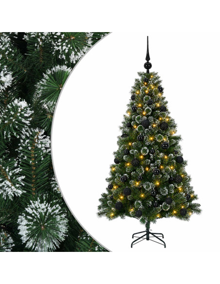 Albero di Natale artificiale con palline 120 cm 150 LED