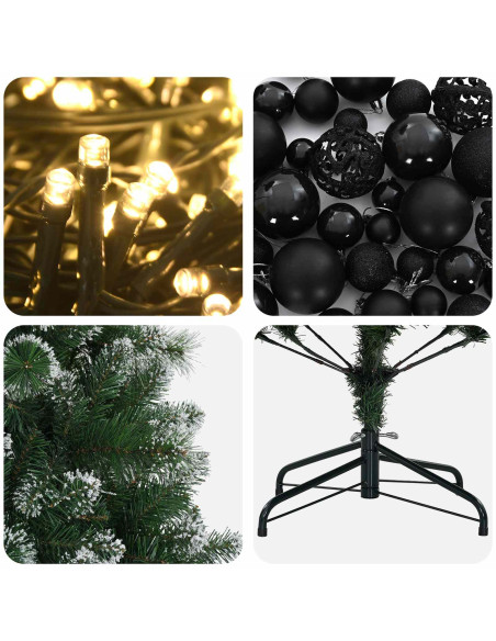 Albero di Natale artificiale con palline 120 cm 150 LED