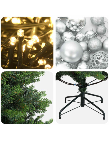 Albero di Natale Artificiale con Palline 120 cm 150 LED