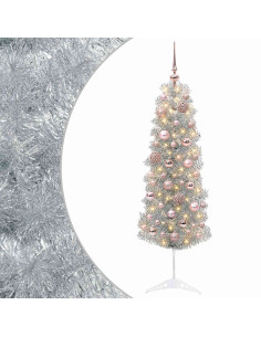 Albero di Natale Artificiale Slim con Palline 150 cm 150 LED 2