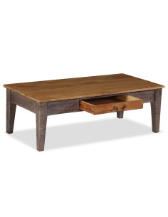 Tavolino da Caffè in Legno Massello Vintage 118x60x40 cm 2