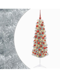 Albero di Natale Artificiale Slim con Palline 150 cm 150 LED 2
