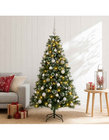 Albero di Natale Artificiale con Palline 120 cm 150 LED