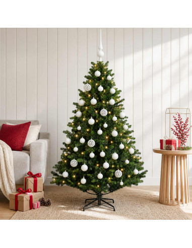 Albero di Natale Artificiale con Palline 150 cm 150 LED