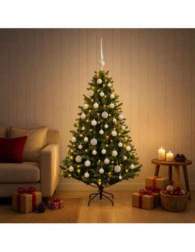 Albero di Natale Artificiale con Palline 150 cm 150 LED