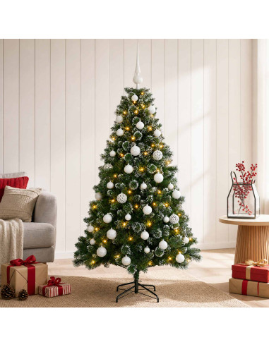Albero di Natale Artificiale con Palline 150 cm 150 LED