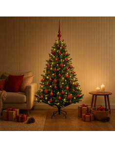 Albero di Natale Artificiale con Palline 150 cm 150 LED
