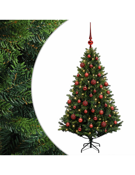Albero di Natale Artificiale con Palline 150 cm 150 LED