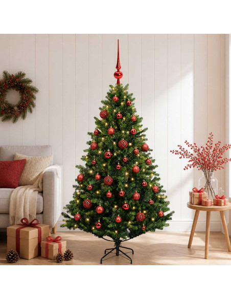 Albero di Natale Artificiale con Palline 150 cm 150 LED