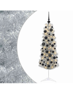 Albero di Natale Artificiale Slim con Palline 150 cm 150 LED 2