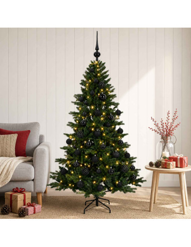 Albero di Natale artificiale con palline 120 cm 150 LED