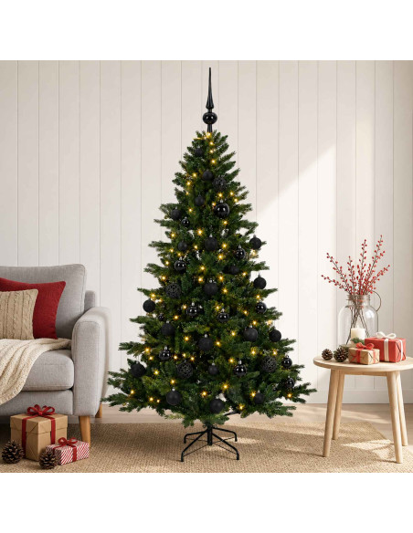 Albero di Natale artificiale con palline 120 cm 150 LED