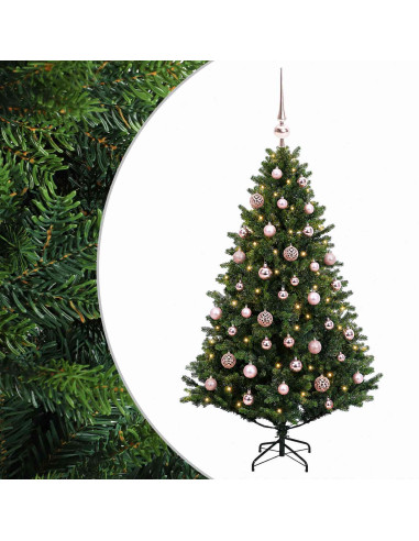 Albero di Natale artificiale con palline 120 cm 150 LED