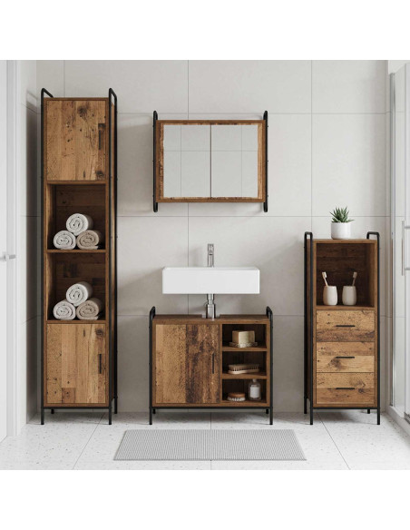 Set di Armadi da Bagno 3 pz Legno antico 40 x 36 x 109,5 cm