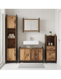 Set di Armadi da Bagno 3 pz Legno antico 40 x 36 x 109,5 cm
