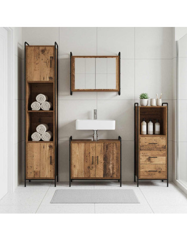 Set di Armadi da Bagno 3 pz Legno antico 40 x 36 x 109,5 cm