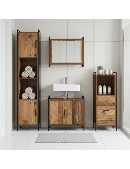 Set di Armadi da Bagno 3 pz Legno antico 40 x 36 x 109,5 cm