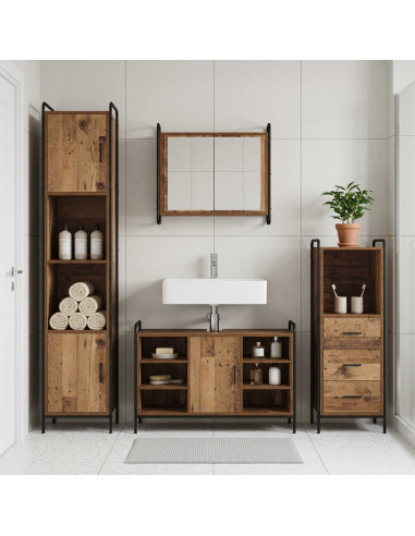 Set di Armadi da Bagno 3 pz Legno antico 40 x 36 x 109,5 cm