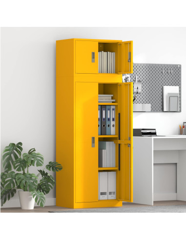 Armadio 2 pz Giallo senape 60 x 40 x 180 cm Acciaio Bloccabile