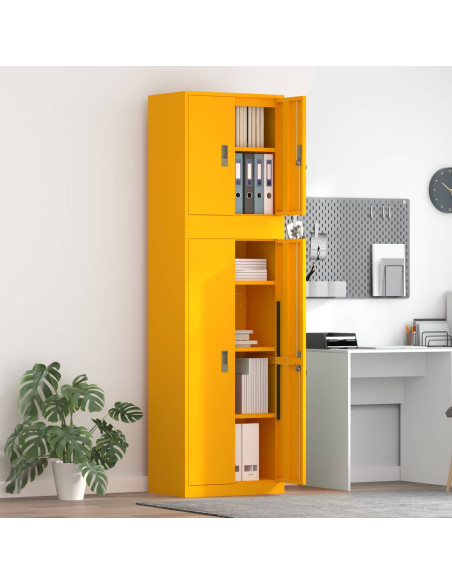 Armadio 2 pz Giallo Senape 60 x 40 x 210 cm Acciaio Bloccabile
