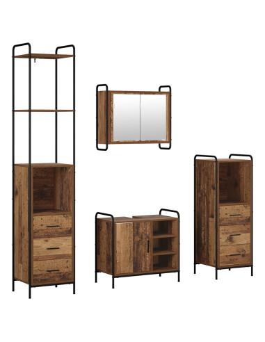 Set di Armadi da Bagno 4 pz Legno antico 40 x 36 x 200,5 cm