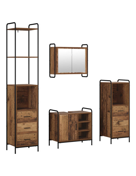 Set di Armadi da Bagno 4 pz Legno antico 40 x 36 x 200,5 cm