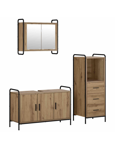 Set di Armadi da Bagno 3 pz Rovere Artigianale