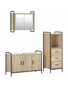 Set di Armadi da Bagno 3 pz Rovere Sonoma 40 x 36 x 109,5 cm 2
