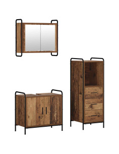 Set di Armadi da Bagno 3 pz Legno antico 40 x 36 x 109,5 cm 2