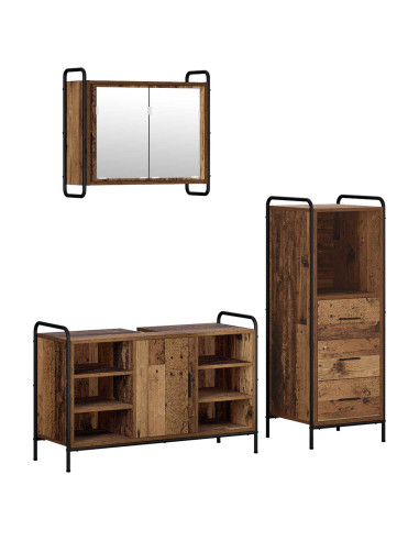 Set di Armadi da Bagno 3 pz Legno antico 40 x 36 x 109,5 cm