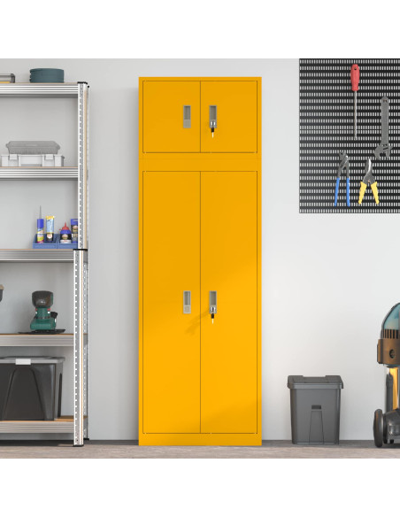 Armadio 2 pz Giallo senape 60 x 40 x 180 cm Acciaio Bloccabile