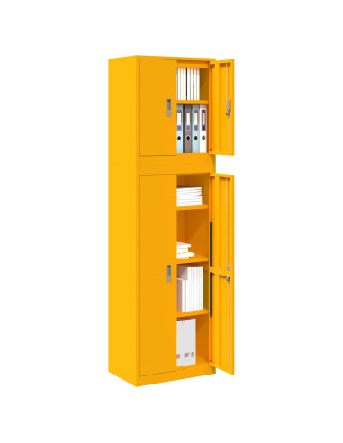Armadio 2 pz Giallo Senape 60 x 40 x 210 cm Acciaio Bloccabile