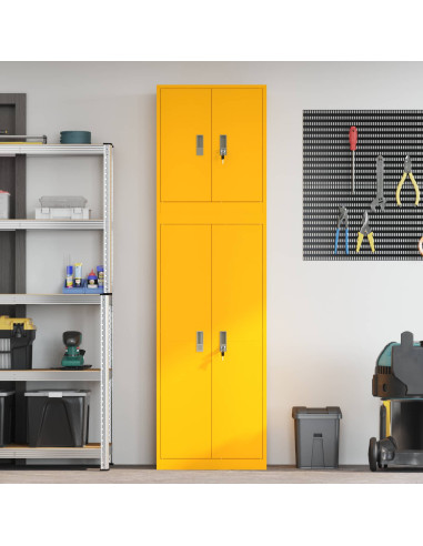 Armadio 2 pz Giallo Senape 60 x 40 x 210 cm Acciaio Bloccabile