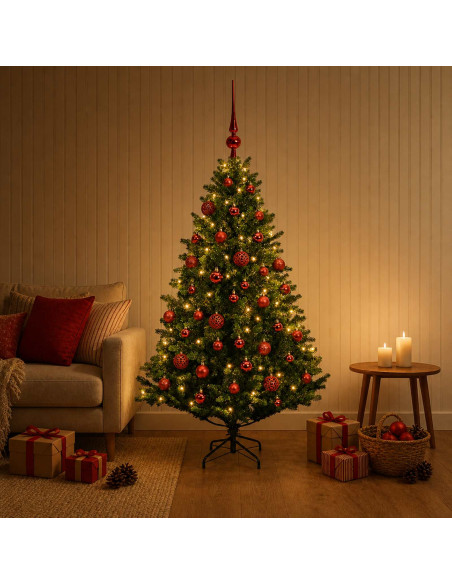 Albero di Natale Artificiale con Palline 120 cm 150 LED