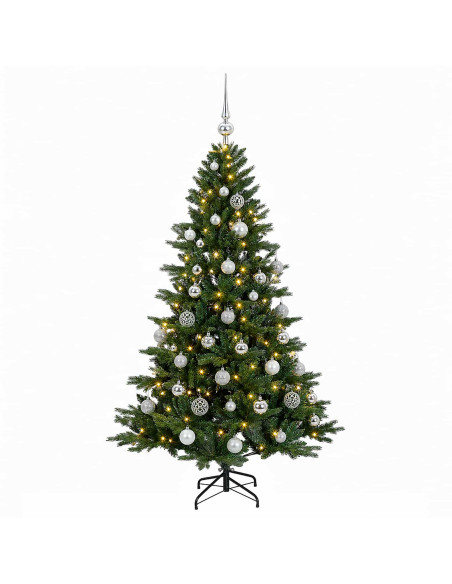 Albero di Natale artificiale con palline 120 cm 150 LED