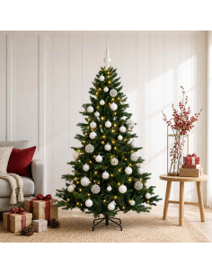 Albero di Natale artificiale con palline 120 cm 150 LED