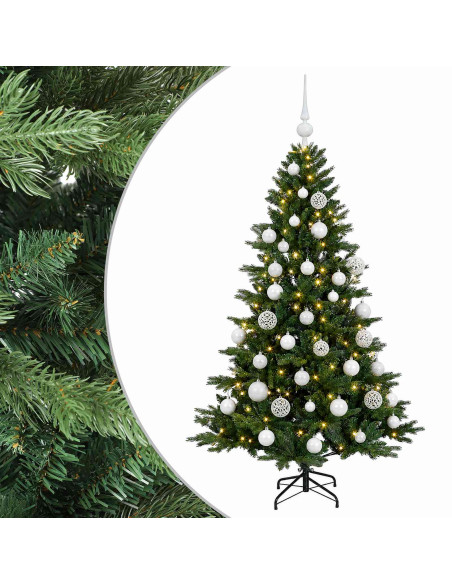 Albero di Natale artificiale con palline 120 cm 150 LED