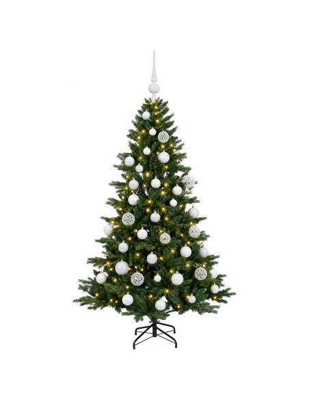 Albero di Natale artificiale con palline 120 cm 150 LED