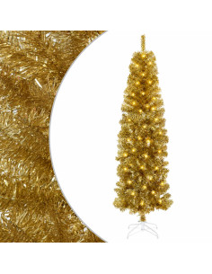Albero di Natale Slim artificiale con palline 180 cm 300 LED