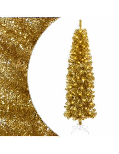 Albero di Natale Slim artificiale con palline 180 cm 300 LED