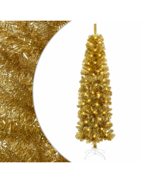 Albero di Natale Slim artificiale con palline 180 cm 300 LED