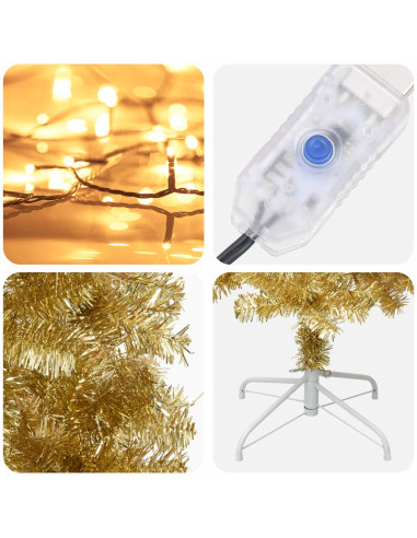Albero di Natale Slim artificiale con palline 180 cm 300 LED