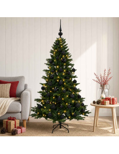 Albero di Natale artificiale con palline 150 cm 150 LED