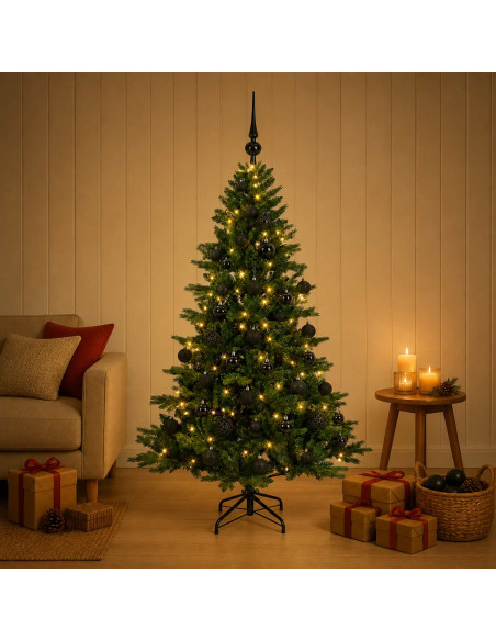 Albero di Natale artificiale con palline 150 cm 150 LED