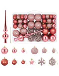 Set di Palline di Natale 111 pz Rosa antico 6 cm Polistirolo
