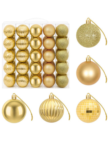 Set di Palline di Natale 75 pz Oro 6 cm Polistirolo