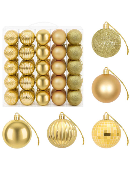 Set di Palline di Natale 75 pz Oro 6 cm Polistirolo