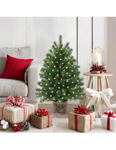 Albero di Natale artificiale con 150 LED Verde 95 cm PE e PVC