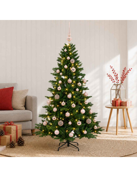 Albero di Natale artificiale con palline 120 cm 150 LED